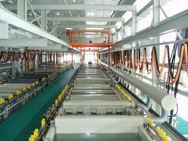 Surface coating workshop with electroplating equipment